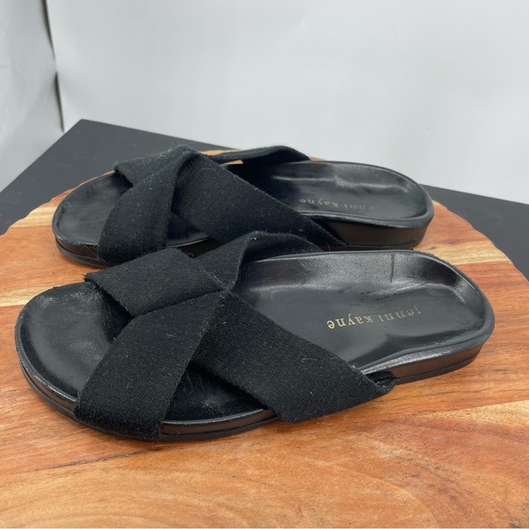 Jenni Kayne black crossover slide sandals size 37 US 7 - Picture 3 of 9
